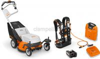 Tosaerba RMA 765 V STIHL, con batteria a zaino AR 3000 L e caricatore rapido AL 500